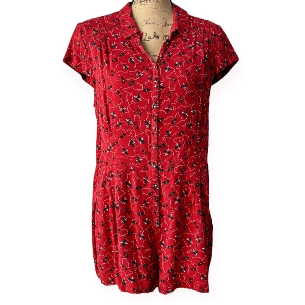 Free People Debby Dot Romper in Red Floral Print size women’s extra small XS